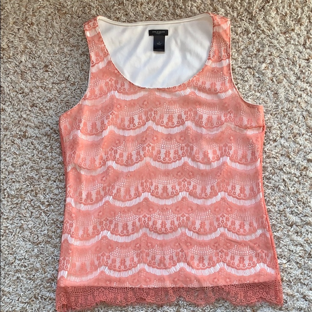 Ann Taylor Pink Lace Shell - Picture 6 of 6